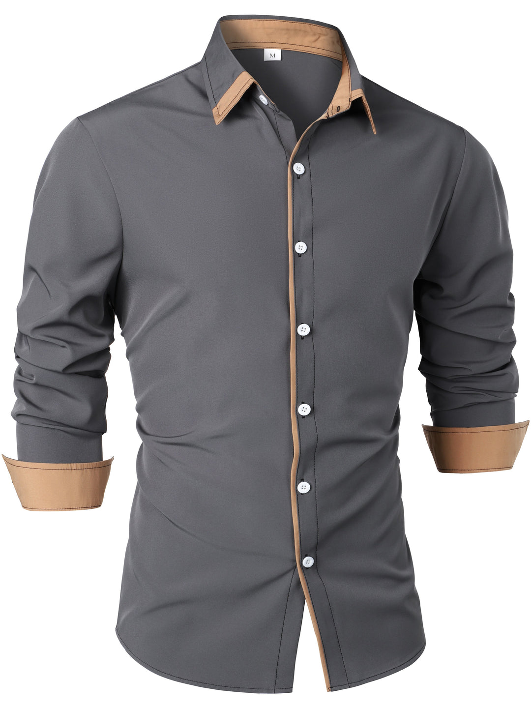 Heren overhemd | Tijdloos & Comfortabel | Contrasterende Knoop | Lange Mouwen | Casual