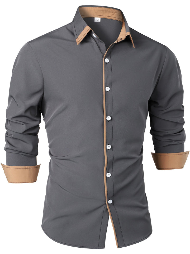 Heren overhemd | Tijdloos & Comfortabel | Contrasterende Knoop | Lange Mouwen | Casual