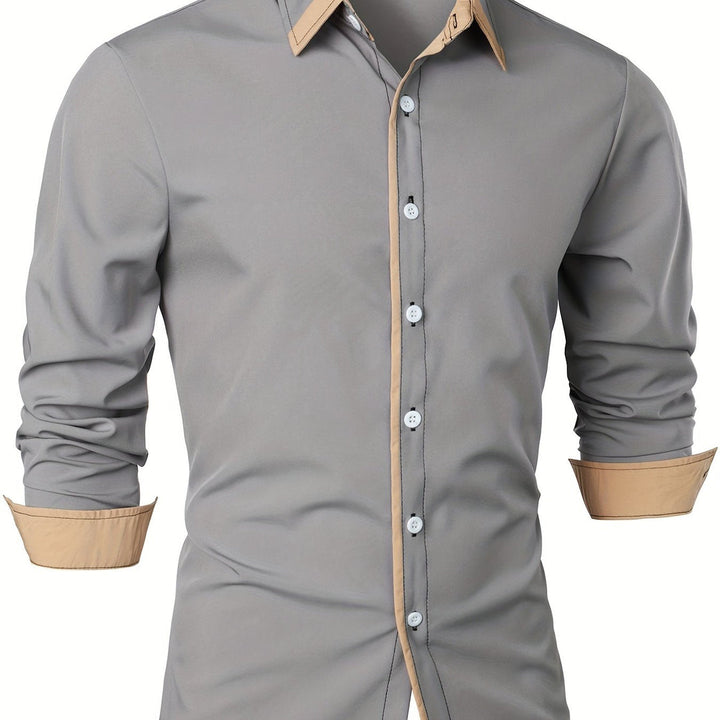Heren overhemd | Tijdloos & Comfortabel | Contrasterende Knoop | Lange Mouwen | Casual