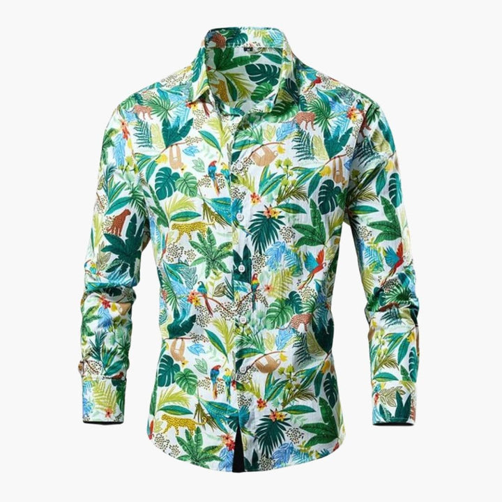 Heren Overhemd | Button Up | Tropische Print | Lange Mouwen