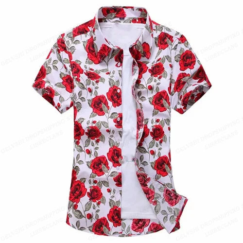 Heren Shirt | Rozenprint | Opvallend Design | Zomer