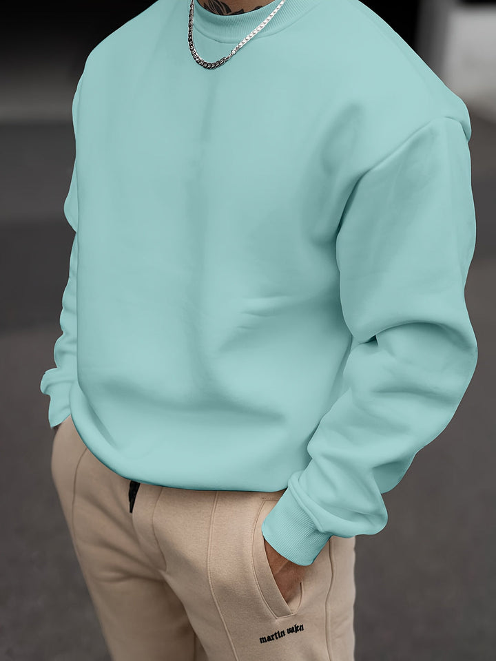 Heren Sweatshirt | Stijlvol & Veelzijdig | Effen Kleur met Ronde Hals | Lente & Herfst
