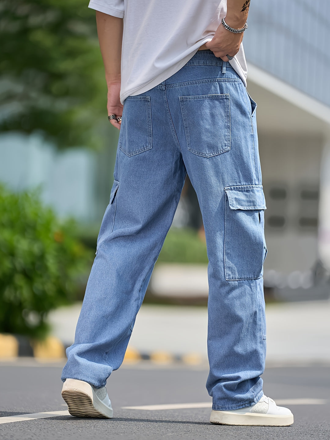 Heren Cargo Denim Broek | Losse Pasvorm & Meerdere Zakken | Effen Kleur | Casual & Outdoor