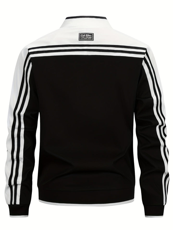 Heren Sportvest | Lichtgewicht & Ademend | Baseballkraag & Gestreepte Mouwen | Groen