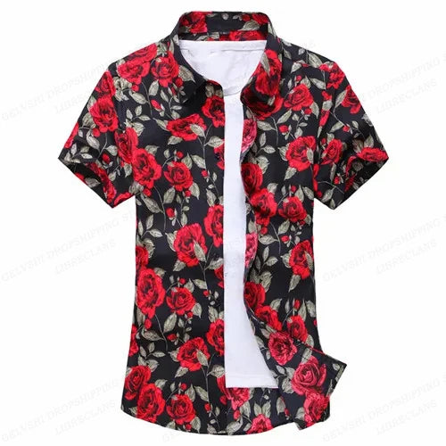 Heren Shirt | Rozenprint | Opvallend Design | Zomer