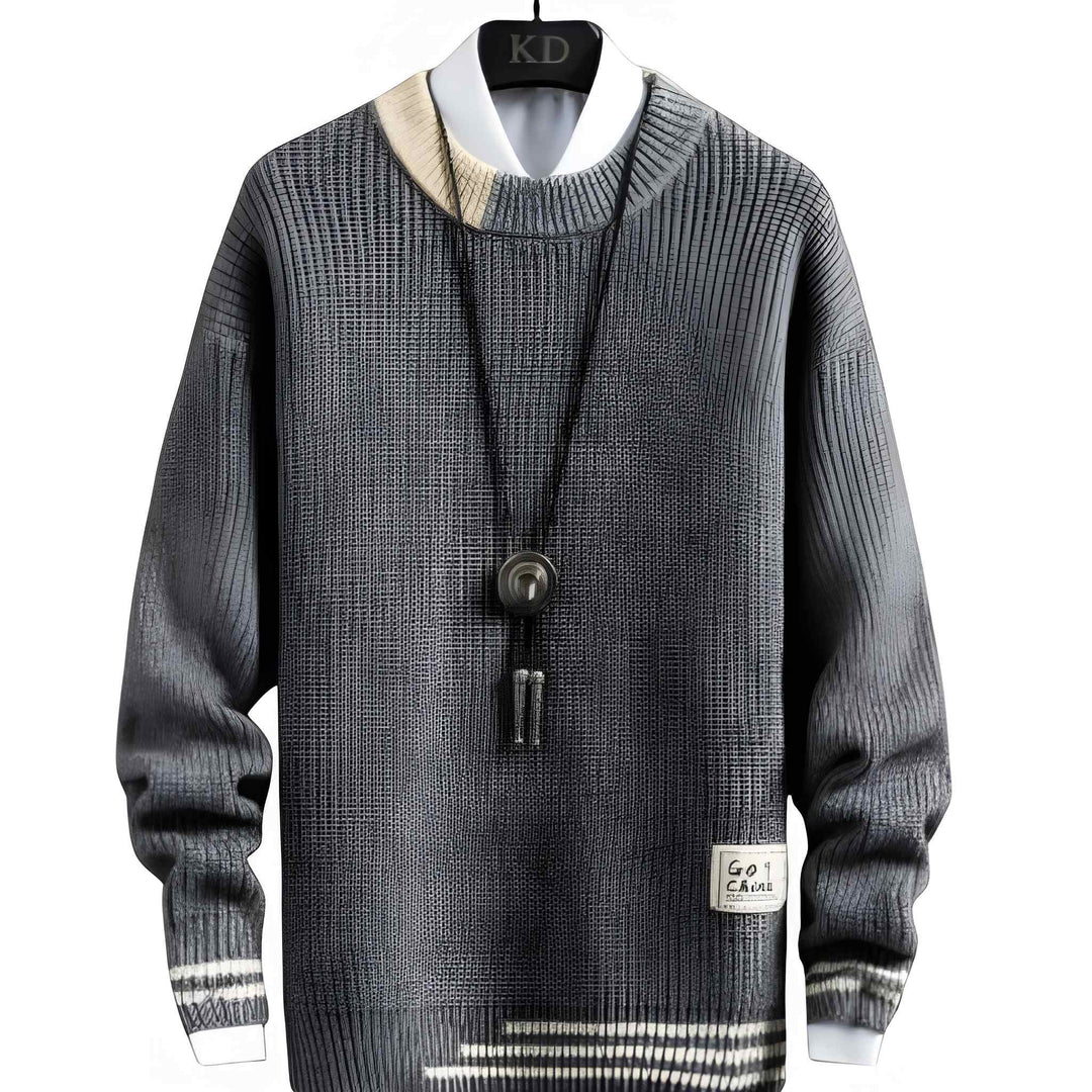 Truien Heren | Gebreide Trui met Ronde Hals & Details