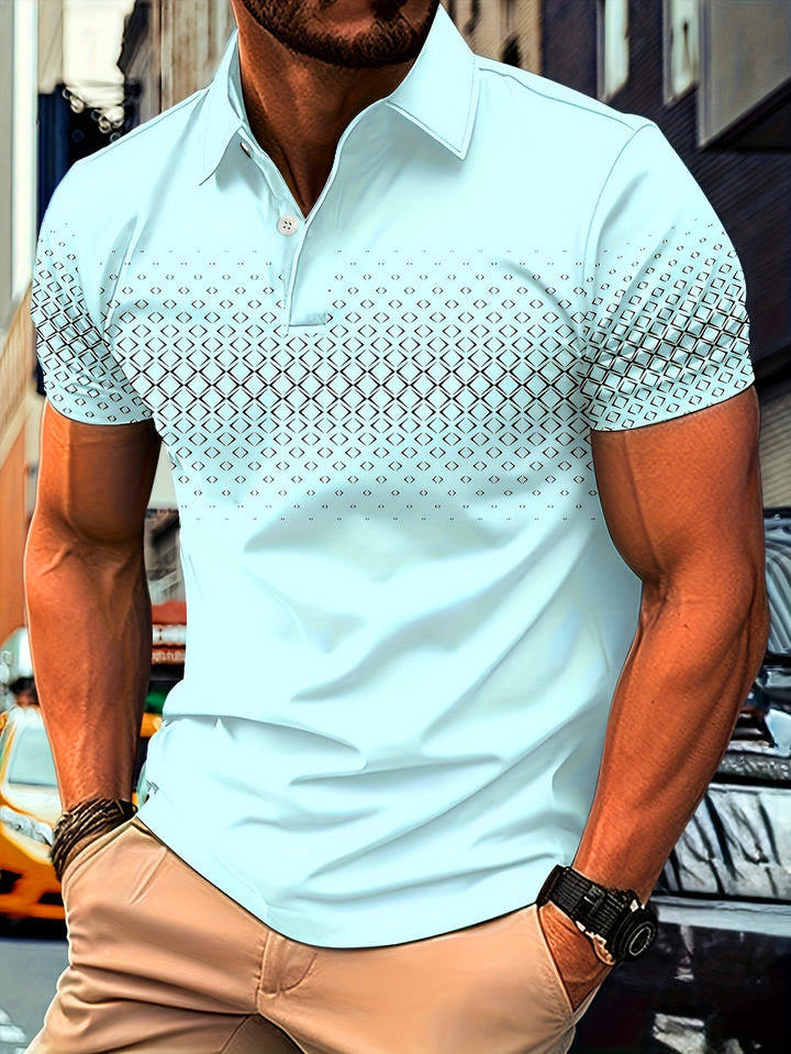 Heren Polo Shirt | Zwarte Diamantprint | Casual & Comfortabel | Stretch Stof