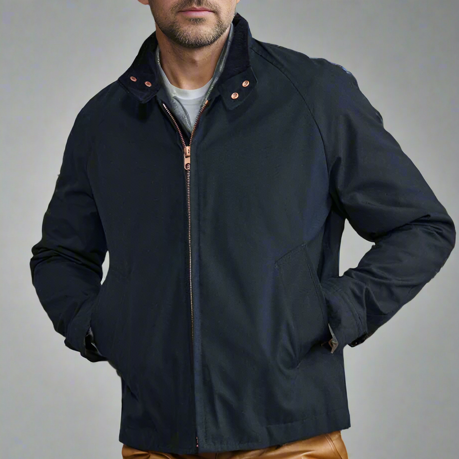 Heren Tussenjas | Vintage Look met Opstaande Kraag | Rits & Lange Mouwen | Casual