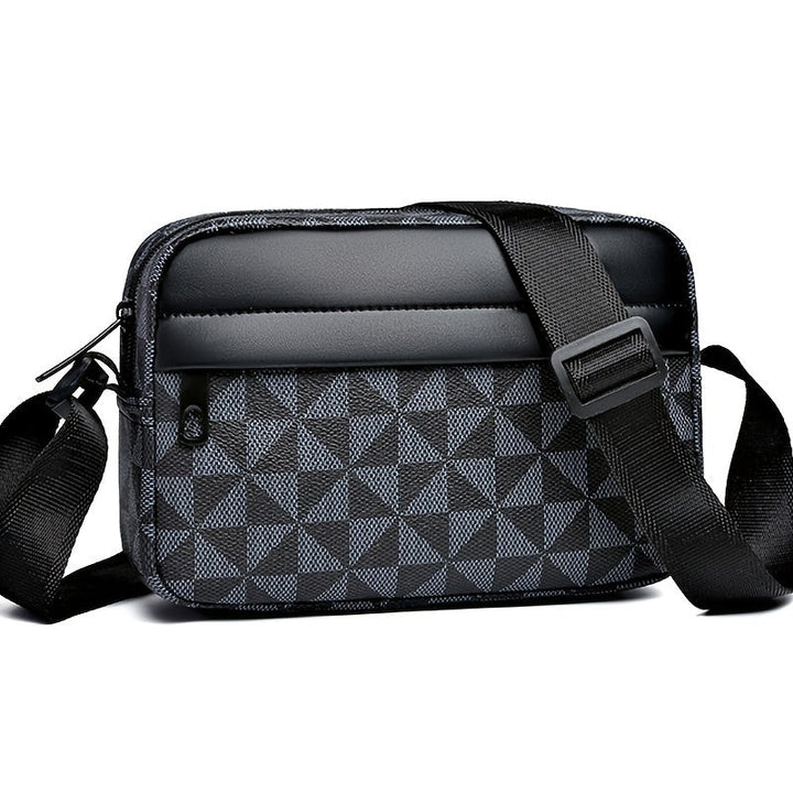 Heren Schoudertas | Luxe Crossbody | Patchwork Ruitdesign | Zacht PU-leer