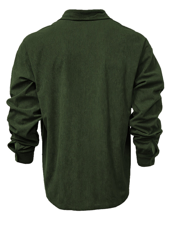 Klassiek en Relaxed Corduroy Overhemd voor Heren met Knoopsluiting en Borstzak | Kees