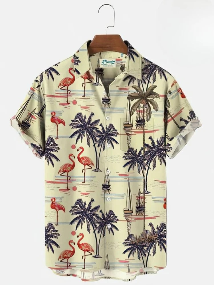 Heren Shirt | Korte Mouw | Tropische Bloemenprint | Zomer