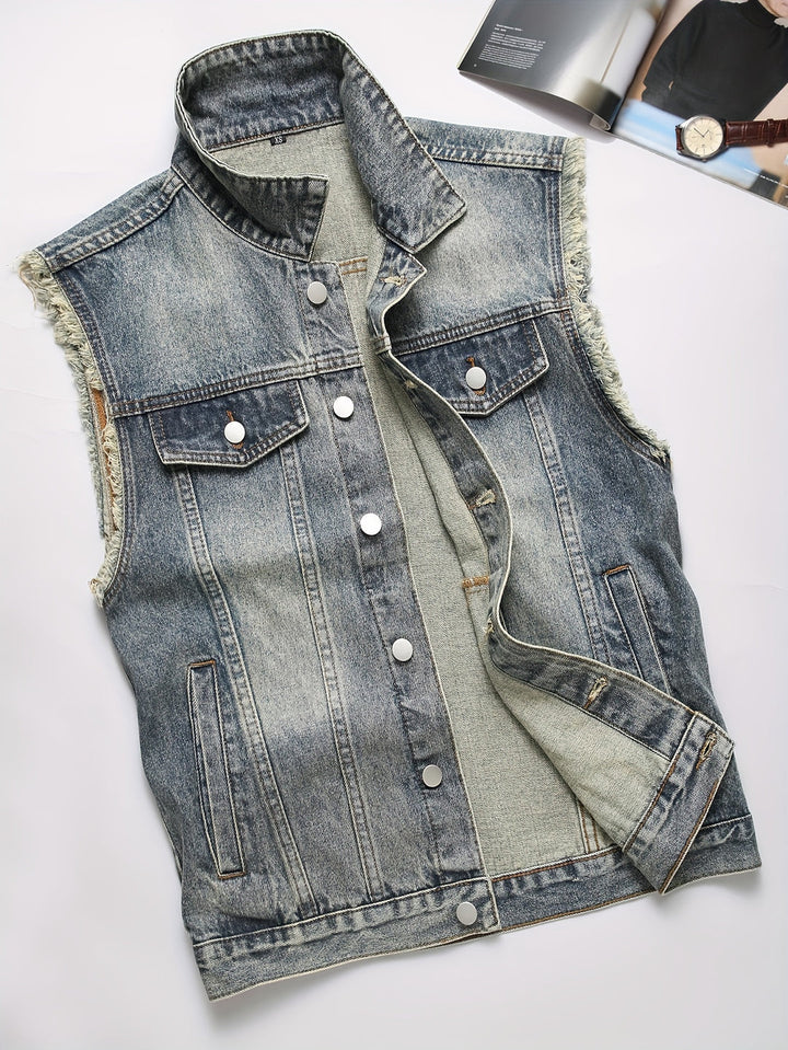 Heren deminvest | Regular Fit Mouwloos Denimvest | Casual Zomeroutfit