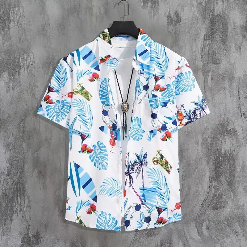 Heren Shirt | Korte Mouw | Tropische Bloemenprint | Zomer