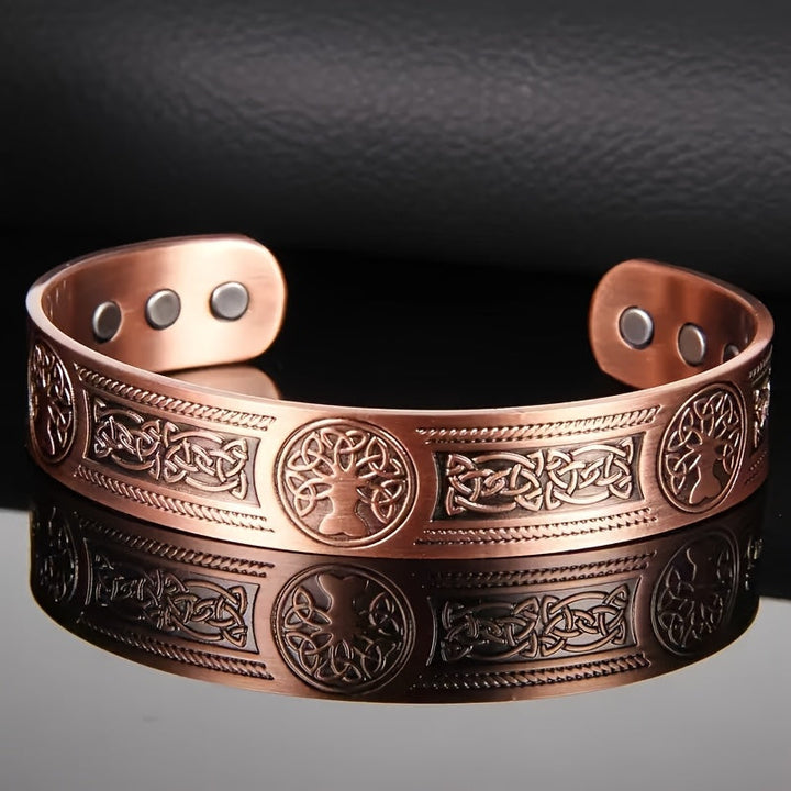 Heren Armband | Levensboomontwerp & magnetisch | Verstelbaar & symbolisch | Brons zinklegering