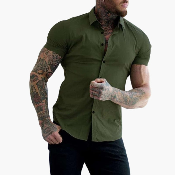 Heren Overhemd | Slim Fit | Korte Mouwen | Knoopsluiting