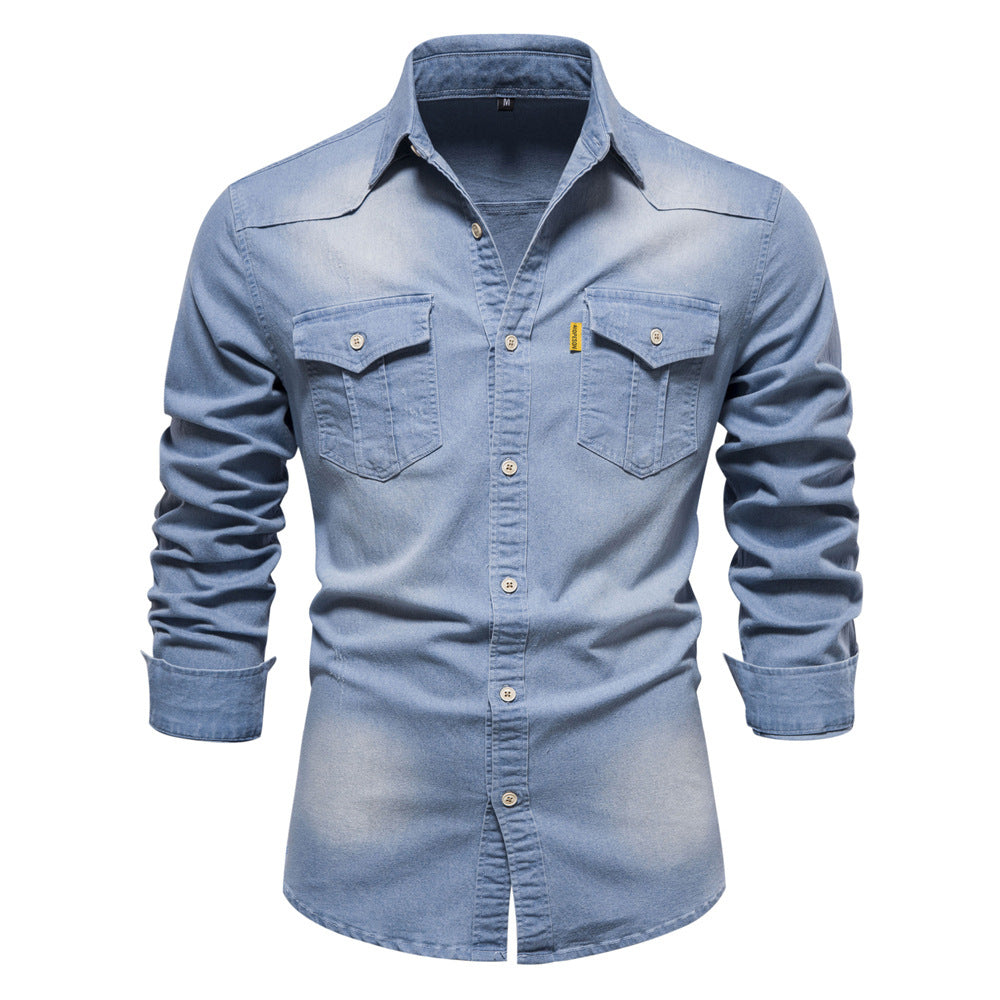 Heren Denim Overhemd | Casual & Slim Fit | Katoen met Stretch