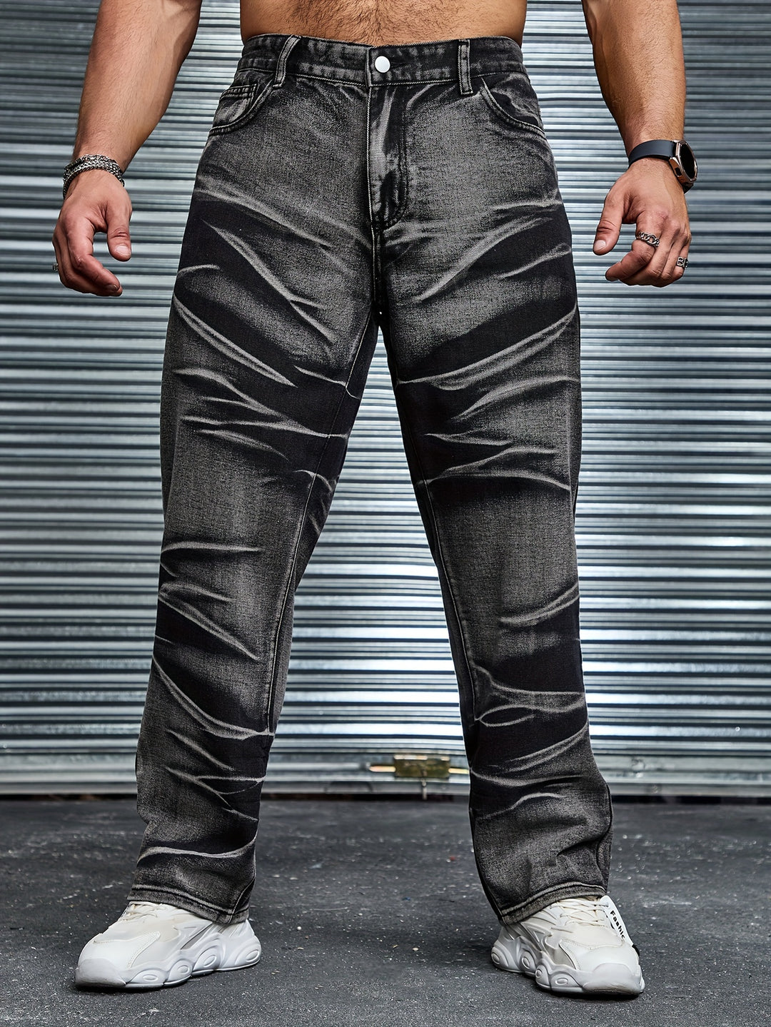 Heren Jeans | Tie-Dye Print | Met Zakken | Casual Katoenmix | Grote Maten