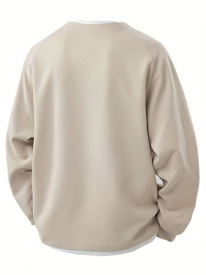 Waffle Trui Voor Heren | Casual Lange Mouw | Gevormde V-hals & Stretchy Stof