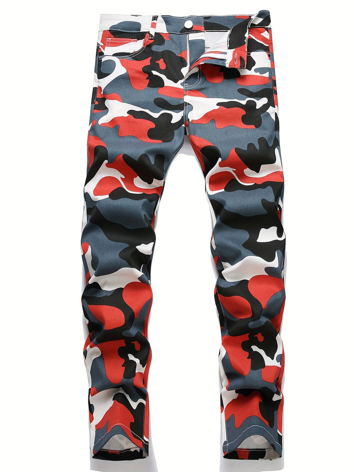 Heren Camouflage Broek | Strakke pasvorm | Gewassen Look | Alle Seizoenen