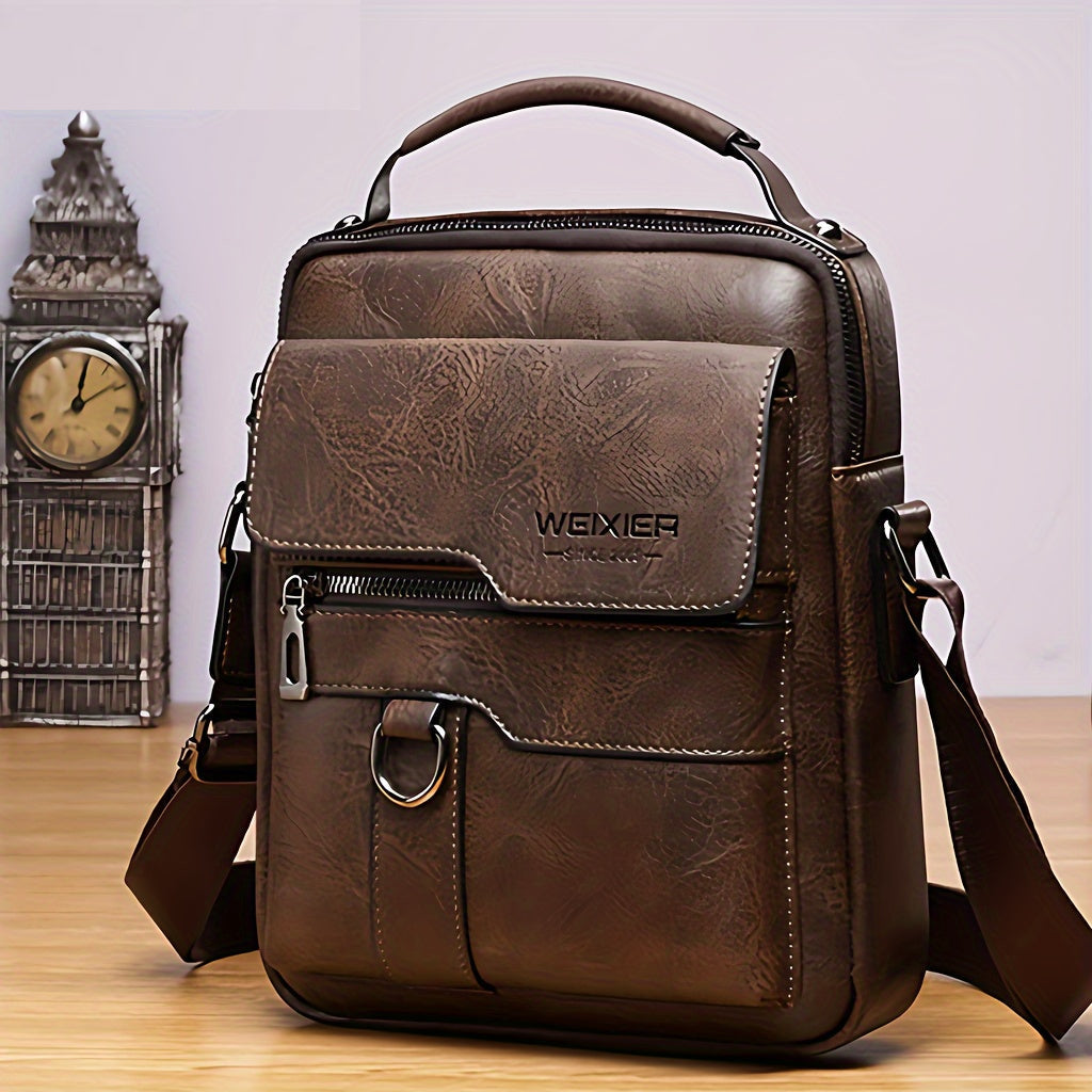 Heren Schoudertas | Vintage Crossbody | Meerdere Vakken | Verstelbare Band