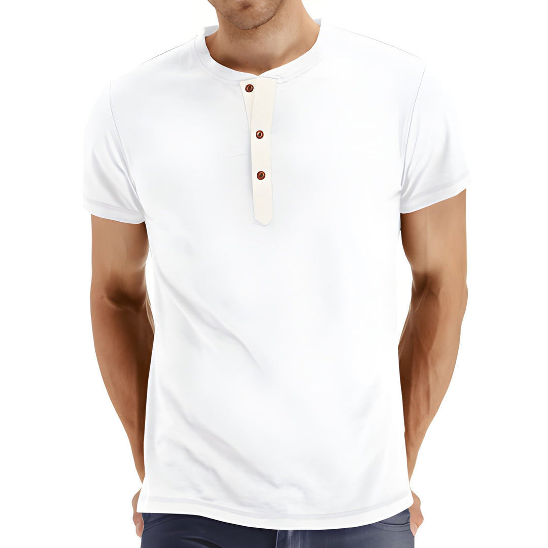 Heren Henley T-shirt | Ronde Hals met Knopen | Regular Fit & Casual Stijl | Katoenmix