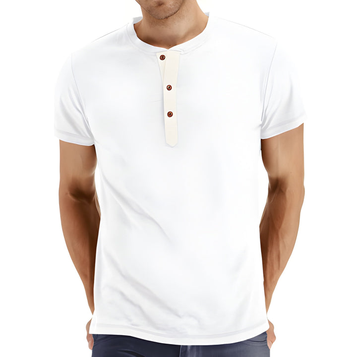 Heren Henley T-shirt | Ronde Hals met Knopen | Regular Fit & Casual Stijl | Katoenmix