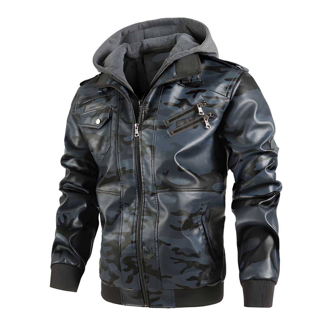 Heren Motorjack | PU Leer & Capuchon | Slim Fit Windbreaker | Fleecevoering voor Winter