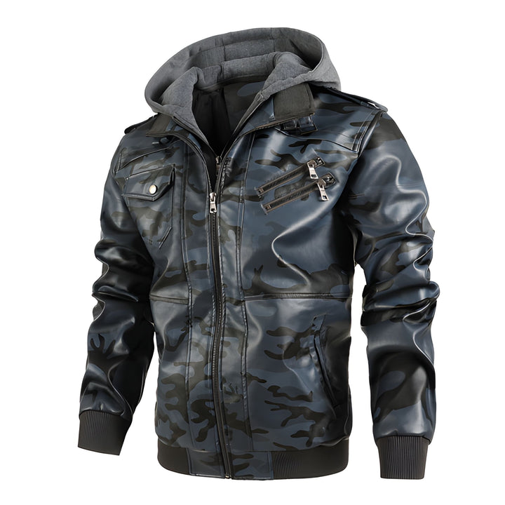 Heren Motorjack | PU Leer & Capuchon | Slim Fit Windbreaker | Fleecevoering voor Winter