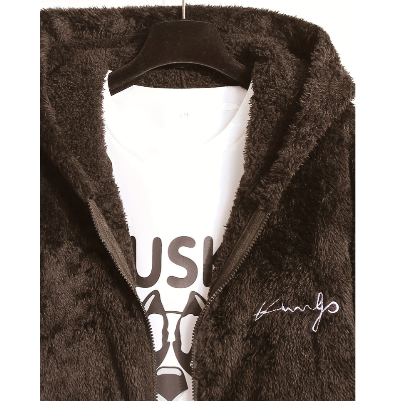 Winterjas Heren | Hoodie Jas met Rits | Geborduurd Design & Warme Voering