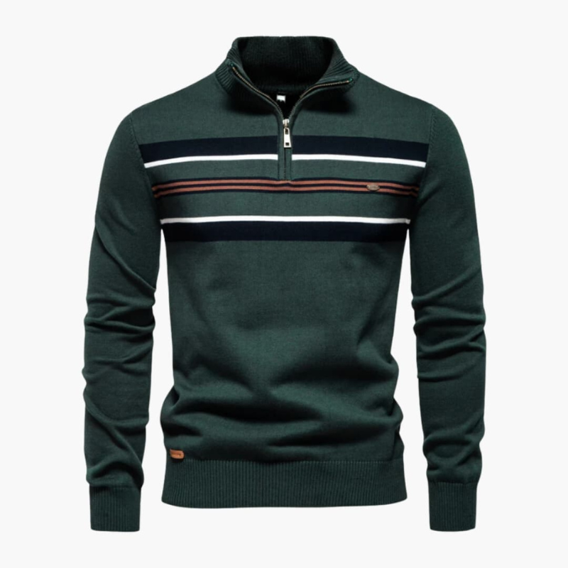 Truien Heren | Half-Zip Trui met Strepen & Comfort Fit