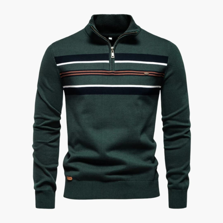 Truien Heren | Half-Zip Trui met Strepen & Comfort Fit