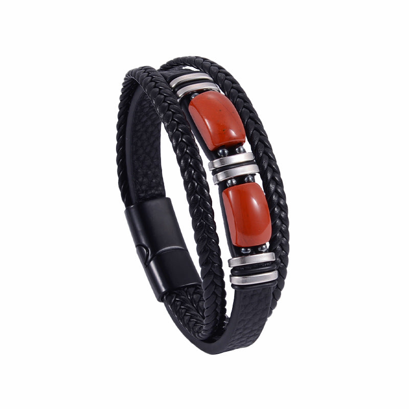 Heren Armband | 2-delig Tijgeroog & Gevlochten Design | Stoer & Stijlvol