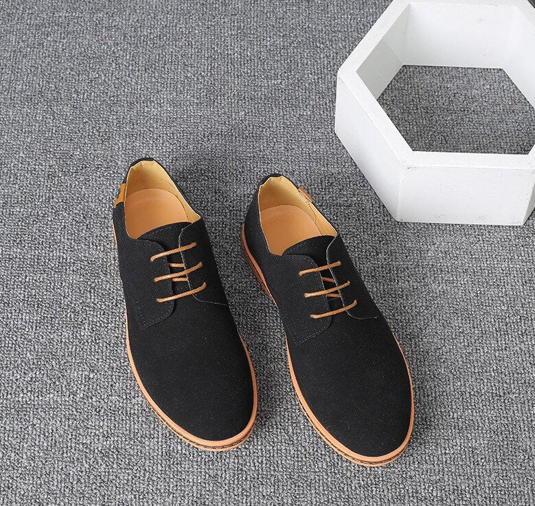 Heren Oxford Schoenen | Suède Look | Stijlvol & Comfortabel | Vetersluiting & Gripzool