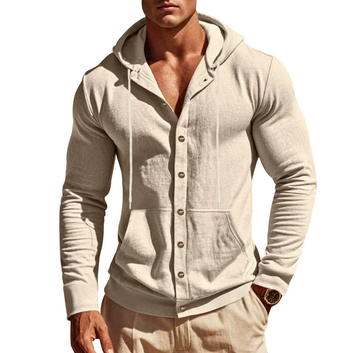 Heren Hoodie | Slimfit | Met Knoopjes | Capuchon