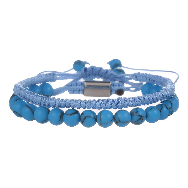 Heren Armbandenset | Dubbellaags Touw & Zwarte Onyx | 2-delig | Sportieve Stijl