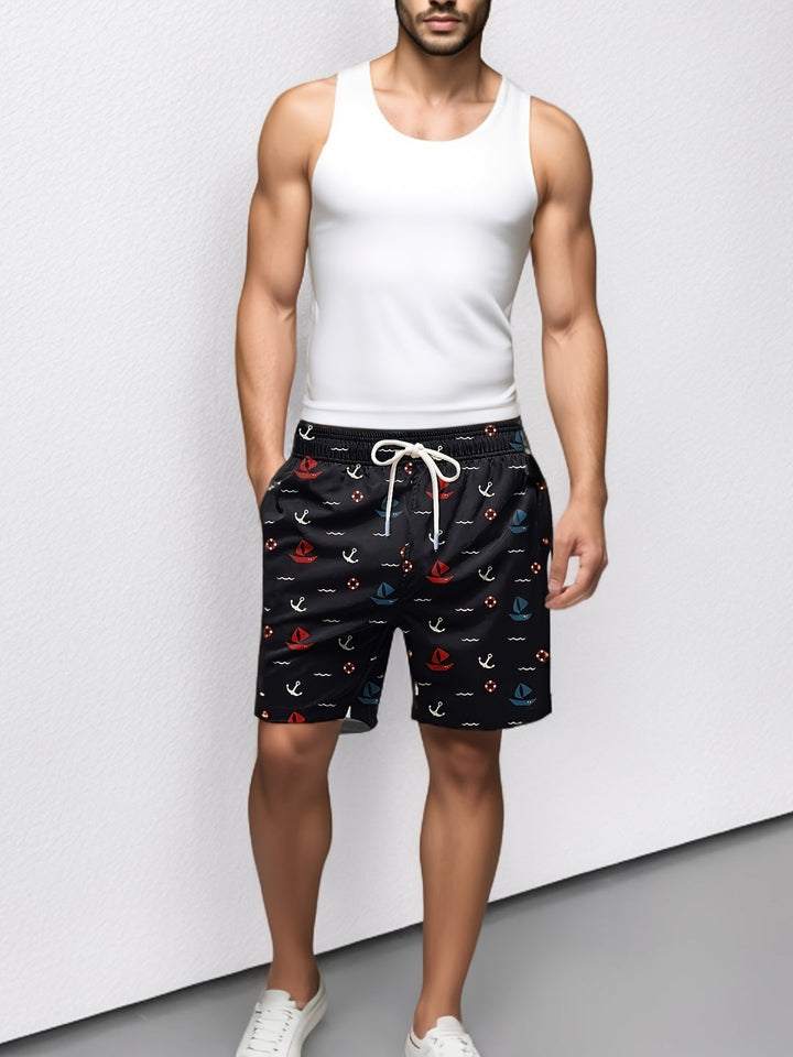 Heren Boardshort | Geometrisch Patroon | Comfort Fit | Polyester Weefsel