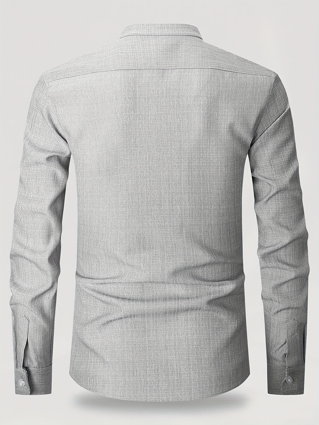 Heren Overhemd | Effen Kleur & Ronde Hals | Lange Mouwen & Casual Zakelijk