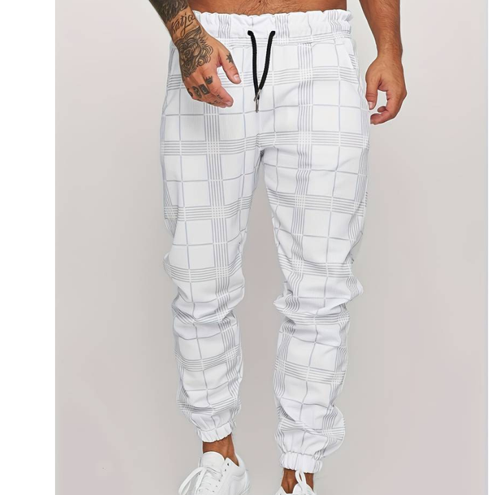 Heren Joggingbroek | Geruit Design | Casual Kleding | Zachte Stof