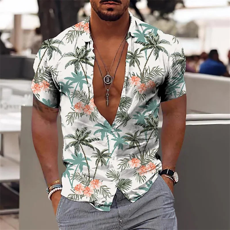 Heren Shirt | Korte Mouw | Tropical Print | Zomer