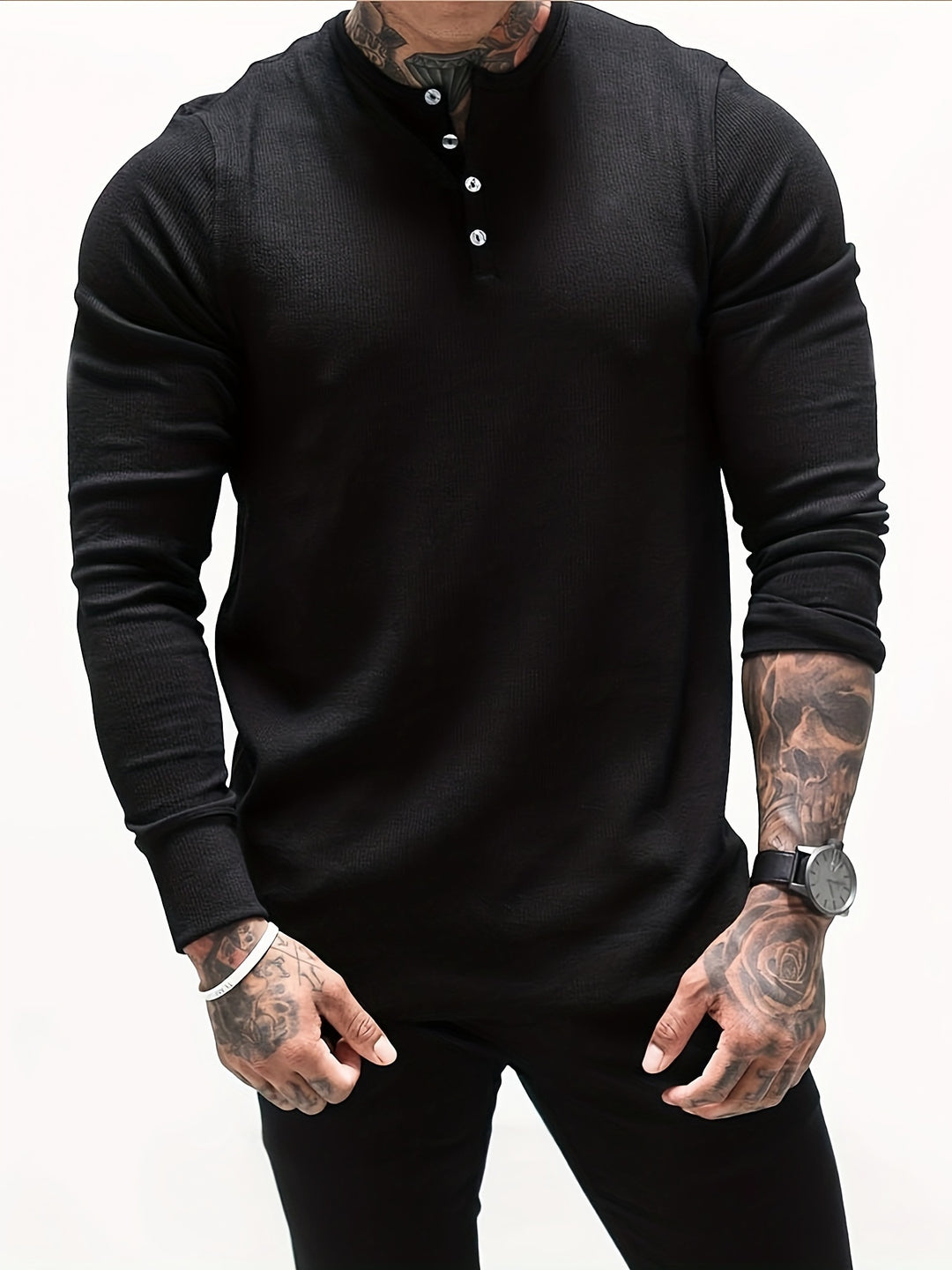 Heren Henley Shirt | Ribbelstof & Stretch | Slim Fit | Sport & Casual