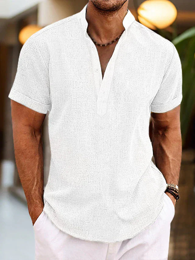 Heren Shirt | Straight | Opstaande Kraag | Zomer