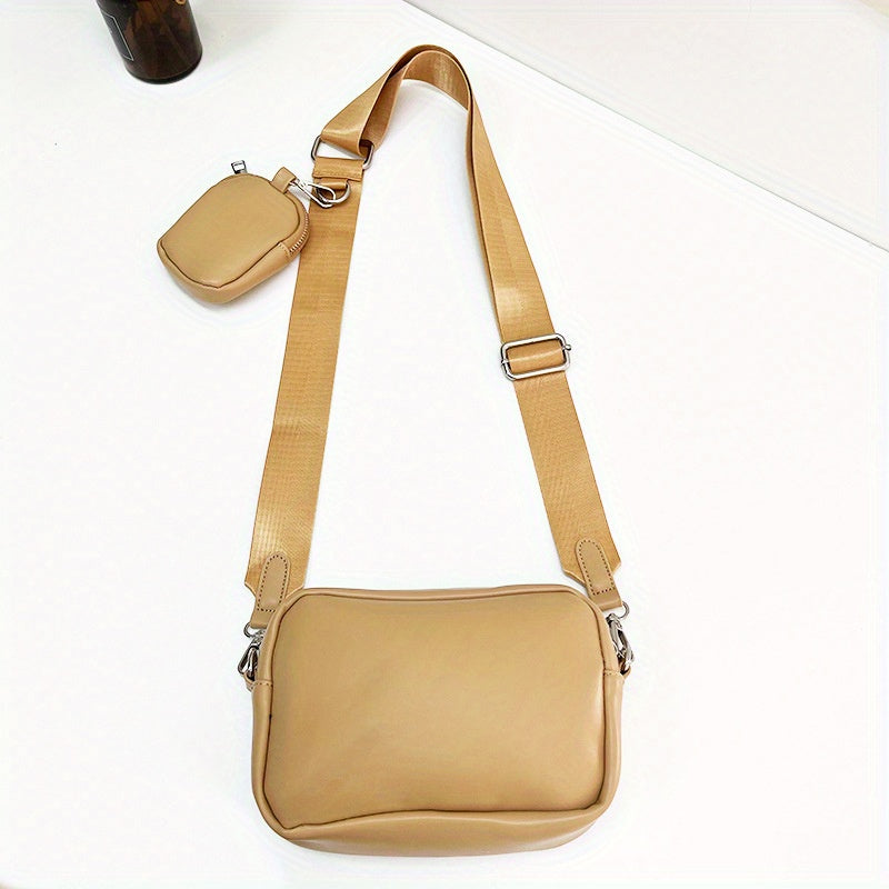 Heren Crossbody Tas | Vierkant Design met Portemonnee | Casual & Verstelbaar | PU Leer – Zwart
