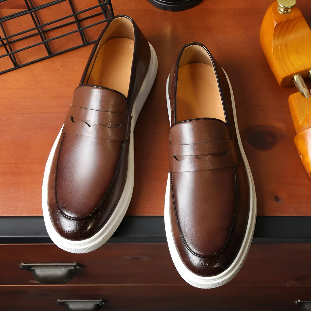 Herenschoenen | Leren Instappers | Comfortabele Dikke Zool | Casual & Netjes