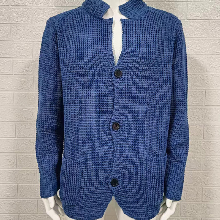 Elegante heren trui met knoopsluiting en opvallende hoge kraag voor een verheven stijl | Ties