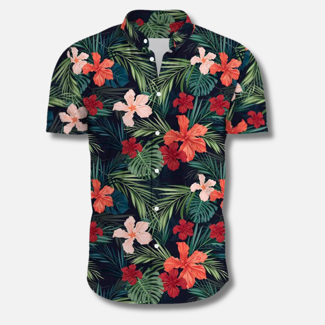 Heren Overhemd | Tropische Print | Relaxed Fit & Korte Mouwen | Zomerse Vibes