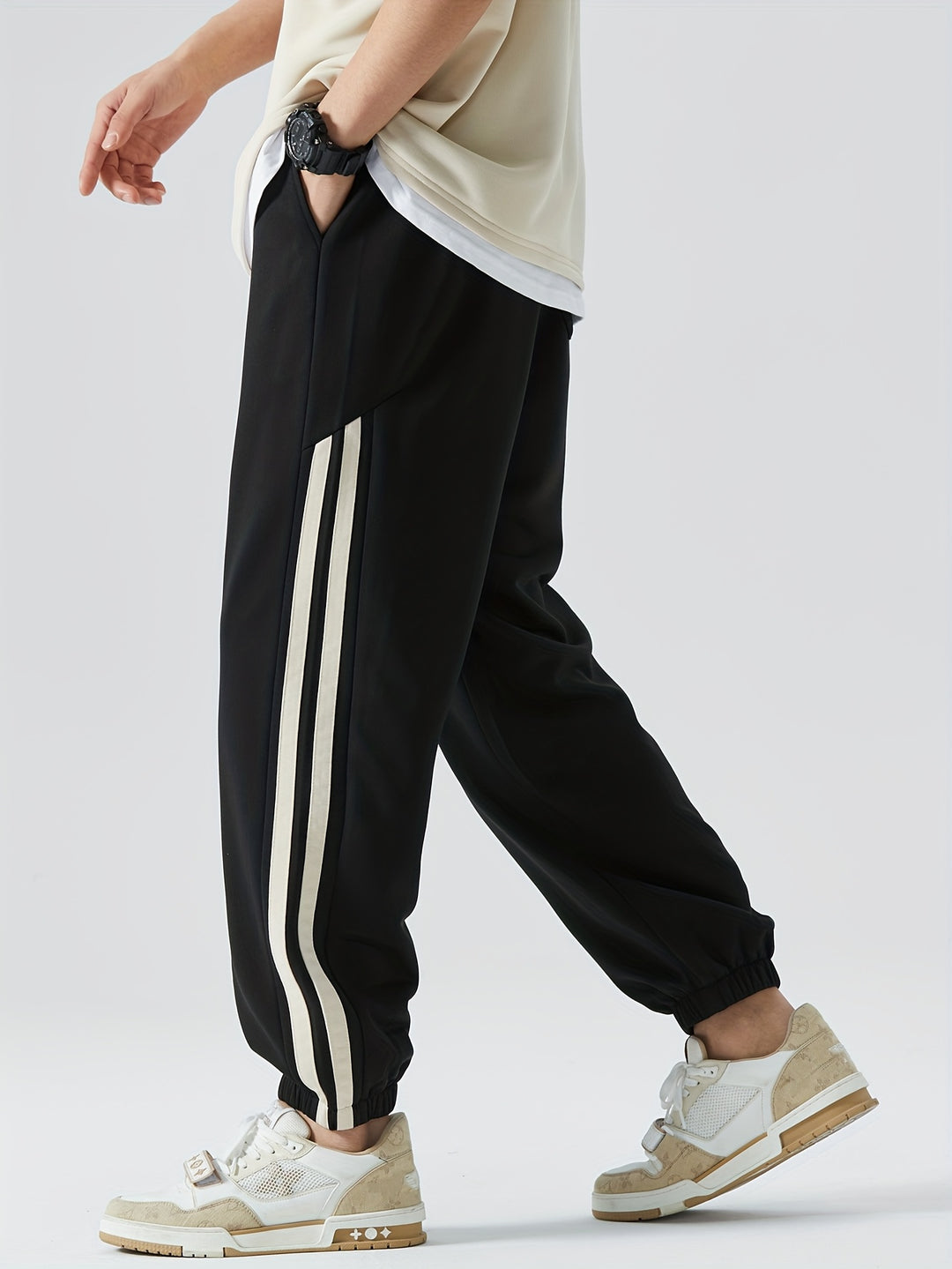 Heren Joggingbroek | Gestreept Ontwerp | Comfort Fit | Zijzakken