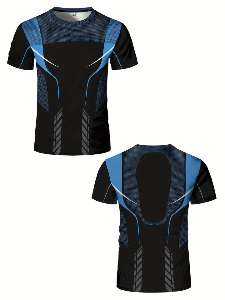 Heren T-shirt | Geometrische Print | High-Elastisch & Sneldrogend | Sporttop Zomer