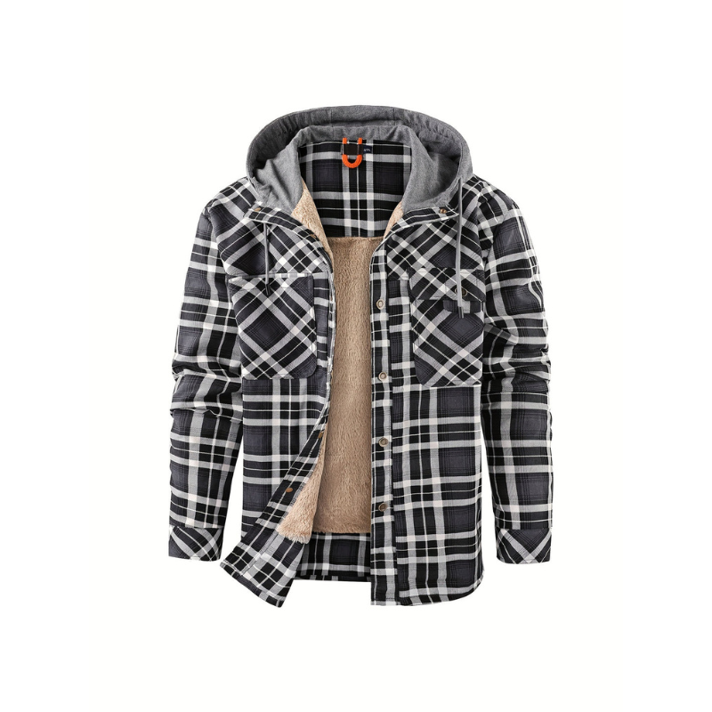 Winterjas Heren | Geruit Design | Warme Jas met Capuchon