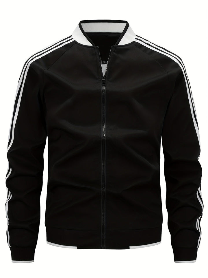 Heren Sportvest | Lichtgewicht & Ademend | Baseballkraag & Gestreepte Mouwen | Groen