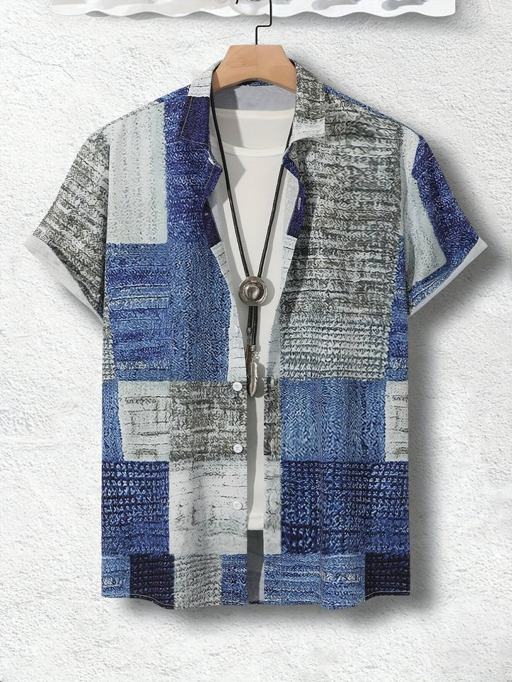 Heren Zomershirt | Contrasterend Kleurenpatroon | Stijlvol & Trendy